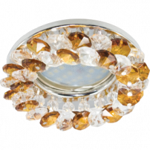 Светильник Ecola MR16 CD4141 GU5.3 встр. круглый с хрусталиками Прозрачный и Янтарь/Хром 50x90