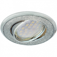 Ecola MR16 DL39S GU5.3 Светильник встр. поворотный Круг под стеклом Серебряный блеск/Хром 26x94