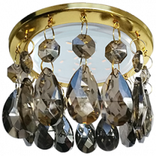 Ecola GX53 H4 5350 Glass Круг с каплевидными хруст. на прямом подвесе Тонированный / Золото 102x105 (к+)
