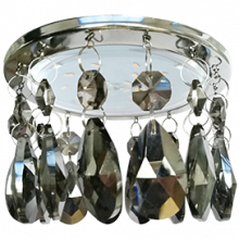 Ecola GX53 H4 5350 Glass Круг с каплевидными хруст. на прямом подвесе Тонированный / Хром 102x105 (к+)