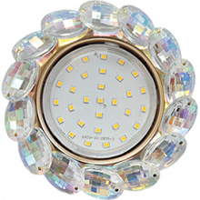 Ecola GX53 H4 Glass Круглый с большими хрусталиками Прозр.искристый/Золото 56x125