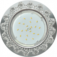 Ecola GX53 H4 Glass Круг с прозрачными  стразами Корона (оправа хром)/фон зерк/центр хром  52x120