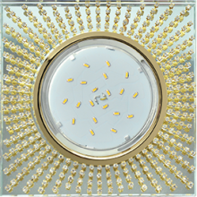 Ecola GX53 H4 Glass Квадрат с прозр. страз. (оправа золото) фон зерк./центр золото 40x123х123