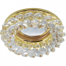 Ecola MR16 CD4141 GU5.3 Светильник встр. круглый с хрусталиками Прозрачный/Золото 50x90