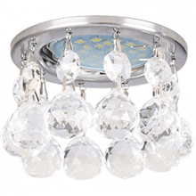 Ecola MR16 CR1002 GU5.3 Glass Стекло Круг с большими хруст. на прямом подвесе Прозрачный / Хром 84x90