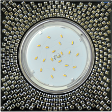 Ecola GX53 H4 Glass Квадрат с прозр. мозаикой/фон черный./центр.часть хром 40x123x123