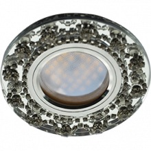 Ecola MR16 DL1660 GU5.3 Glass Стекло Круг с  прозрачными стразами Корона (оправа хром)/фон зерк./центр.часть хром 28x93