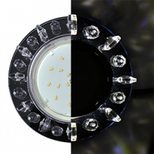 Ecola GX53 H4 LD5361 Glass Круг с квадр. прозр. стразами с подсветкой/фон черн./центр.часть хром 52x120 (к+)