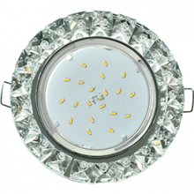 Ecola GX53 H4 Glass Круг с крупными стразами Конус/фон зерк./центр.часть хром 52x120