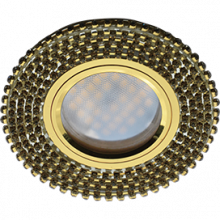 Ecola MR16 DL1662 GU5.3 Glass Стекло Круг с прозр.стразами (оправа золото)/фон зерк./центр.часть золото 25x93