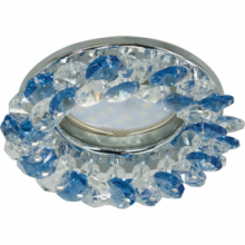 Светильник Ecola MR16 CD4141 GU5.3 встр. круглый с хрусталиками Прозрачный и Голубой/Хром 50x90