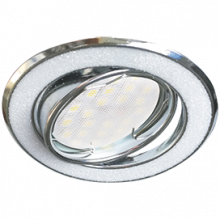 Ecola MR16 DL39S GU5.3 Светильник встр. поворотный Круг под стеклом Белый блеск/Хром 26x94