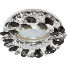 Светильник Ecola MR16 CD4141 GU5.3 встр. круглый с хрусталиками Прозрачный и Черный/Хром 50x90