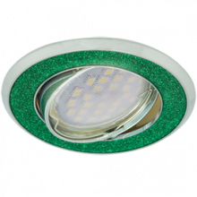 Ecola MR16 DL39S GU5.3 Светильник встр. поворотный Круг под стеклом Изумрудный блеск/Хром 26x94