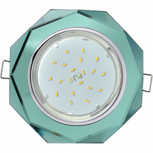 Ecola GX53 H4 Glass Стекло 8-угольник с прямыми гранями хром - изумруд  38x133