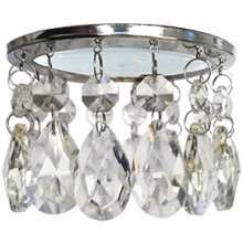 Ecola GX53 H4 5350 Glass Круг с каплевидными хруст. на прямом подвесе Прозрачный / Хром 102x105 (к+)