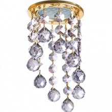 Ecola MR16 CR1007 GU5.3 Glass Стекло Круг с большими хруст. на подвесе "под скос" Тонированный / Золото 84x170