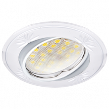 Ecola MR16 DL21 GU5.3 Светильник встр. литой поворотный искр.гравир. Четыре цветка Белый 23x84
