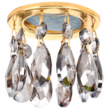Ecola MR16 CR1006 GU5.3 Glass Стекло Круг с каплевидными хруст. на прямом подвесе Тонированный / Золото 84x100