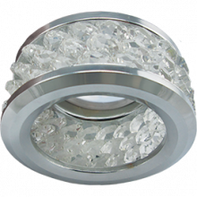Ecola MR16 DL1655 GU5.3 встр. круглый с хруст.(3 ряда) и ободком - Прозрачный / Хром 63x85