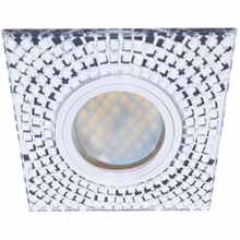 Ecola MR16 DL1658 GU5.3 Glass Стекло Квадрат с  прозр.  мозаикой/фон зерк./центр.часть хром 28x95x95
