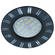 Светильник Ecola MR16 DL3184 GU5.3 встр. литой (скрытый крепеж лампы) Черный/Алюм Дв. Реснички 23x78