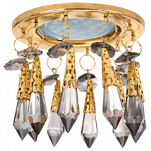 Ecola MR16 CR1004 GU5.3 Glass Стекло Круг "Восточный стиль" на коротком подвесе Тонированный / Золото 84x100