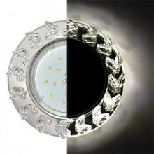 Ecola GX53 H4 LD5361 Glass Круг с крупными  прозр. стразами Елочка с подсветкой/фон зерк./центр.часть хром 54x120 (к+)