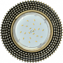 Ecola GX53 H4 Glass Круг с прозр.  страз. (оправа золото)/ фон черн./центр  золото 40x120