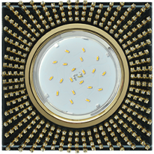 Ecola GX53 H4 Glass Квадрат с прозр. страз. (оправа золото) фон черн./центр золото 40x123х123
