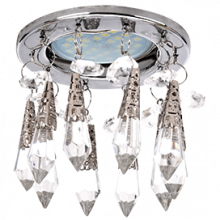 Ecola MR16 CR1004 GU5.3 Glass Стекло Круг "Восточный стиль" на коротком подвесе Прозрачный / Хром 84x100