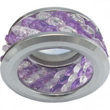 Ecola MR16 DL1655 GU5.3 встр. круглый с хруст.(3 ряда) и ободком - Прозрачный и Аметис/ Хром 63x85