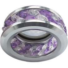 Ecola MR16 DL1656 GU5.3 встр. круглый с хруст.(2 ряда) и ободком - Прозрачный и Аметист/ Хром 54x85