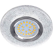 Ecola MR16 LD7069 GU5.3 Светильник встр. искристый с подсветкой "Модерн" Прозрачный / Хром 25x95