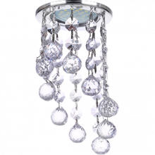 Ecola MR16 CR1007 GU5.3 Glass Стекло Круг с большими хруст. на подвесе "под скос" Прозрачный / Хром 84x170