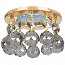 Ecola MR16 CR1002 GU5.3 Glass Стекло Круг с большими хруст. на прямом подвесе Тонированный / Золото 84x90