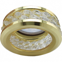 Ecola MR16 DL1656 GU5.3 встр. круглый с хруст.(2 ряда) и ободком - Прозрачный / Золото 54x85